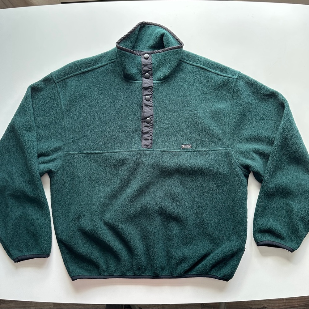 Vintage Woolrich Men’s Green Fleece Pullover L 90s Made in Mexico